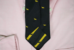 Brooks Brothers English Black Silk/ Yellow Piglet Club Tie