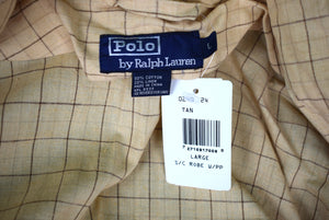 "Polo By Ralph Lauren Cotton/ Linen Tan Tattersall Shawl Collar Robe" Sz L (New w/ RL Tag)