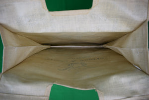 "Stubbs & Wootton Palm Beach Burlap Slipper Bag w/ Bamboo Handles"