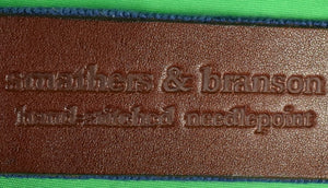 Smathers & Branson Blue Needlepoint Belt w/ Fox Chapel Club Logo Sz: 46