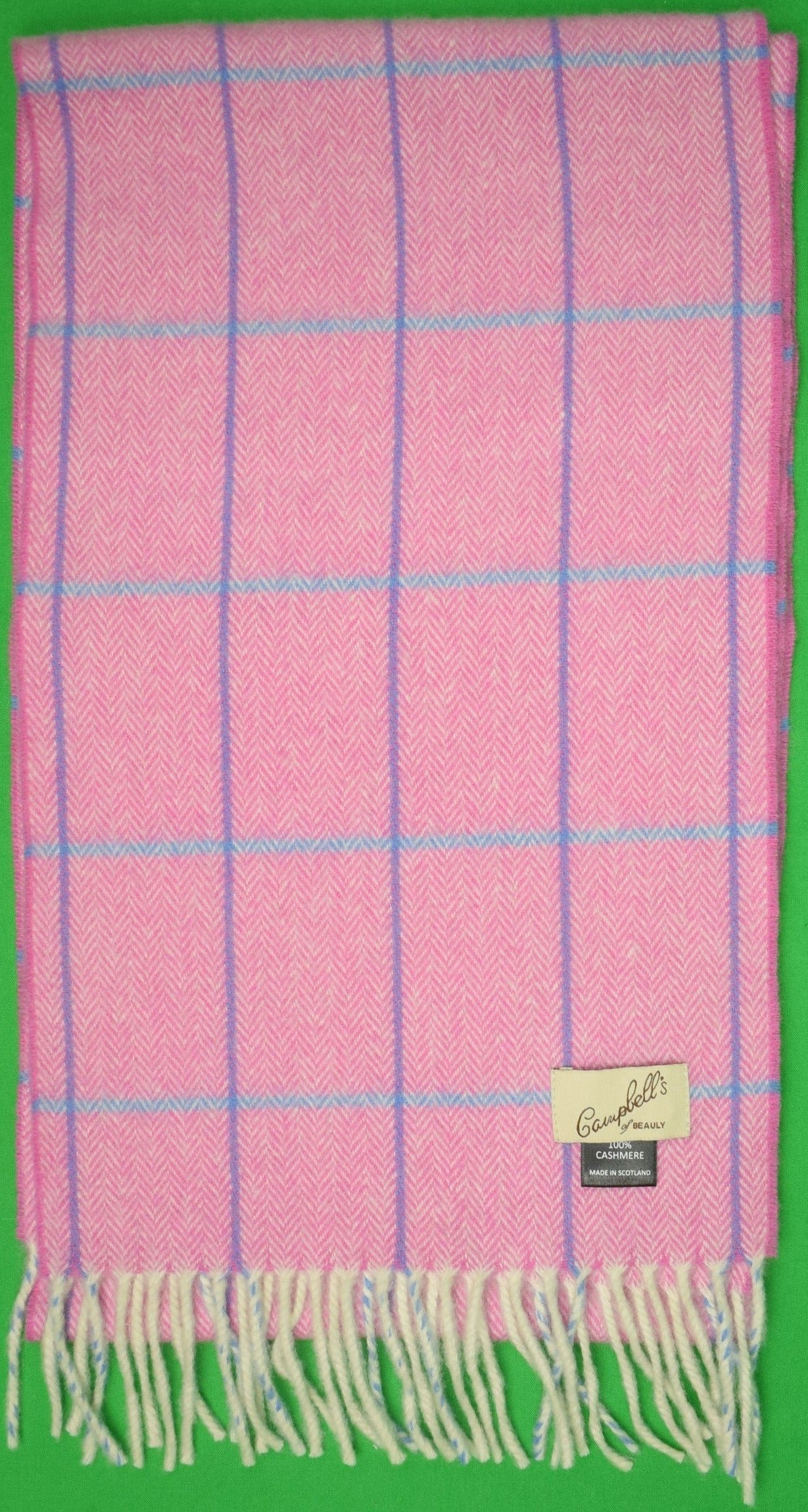 Cashmere Herringbone Plaid Scarf - Pink