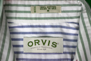 "Orvis OCBD Butcher Stripe Fun Shirt" Sz M