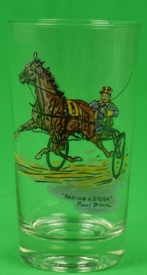 Set Of 6 Paul Brown For Brooks Brothers c1950s Trotting Horse High Ball Glasses (New/ Old Stock)