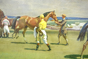 "Unsaddling At Epsom, Summer Meeting" 1932 Colour Print By Sir Alfred J. Munnings (SOLD)