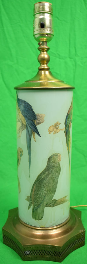 "Tiffany Blue Parrots Decoupage Lamp"