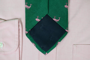 "Brooks Brothers 346 Pink Whale/ Green Silk Tie"