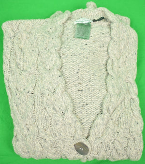 The Andover Shop Ladies Irish Wool/ Cashmere Lt Grey Cable Cardigan Sz: L