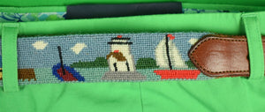 "Hand-Needlepoint Nantucket Harbor Scene Belt" Sz 29"