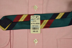 Brooks Brothers Teal Repp Stripe Silk Tie (DEADSTOCK w/ $38.00 BB Tag)