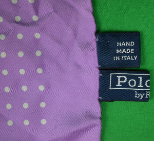 "Polo Ralph Lauren Italian Silk Lavender Polka Dot Pocket Square"