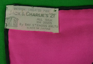 The "21" Club Jack & Charlie's Pink Silk w/ Green Jockey Scarf XXIII (New In Envelope)