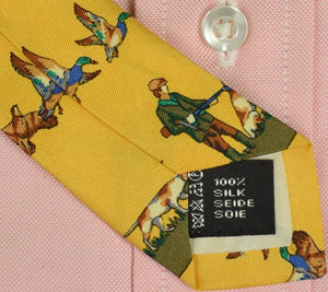 "Herzfeld Gold Silk Tie w/ Duck Hunting Motif"