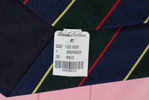"Brooks Brothers Argyll & Sutherland Repp Stripe Green/ Navy Silk Tie" (New w/ BB Tag) (SOLD)