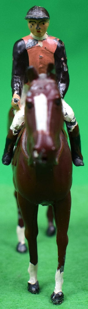 Britains Pink w/ Black Sleeve Jockey Silks w/ Racehorse