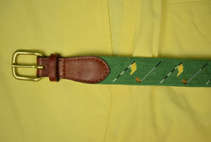 Hand-Needlepoint Smathers & Branson Golf Club And Flag Pin Green Belt Sz 45