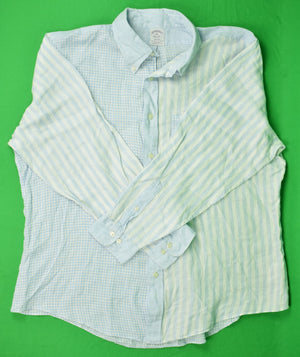 Brooks Brothers Irish Linen Gingham/ Stripe Fun Regent Shirt Sz XXL