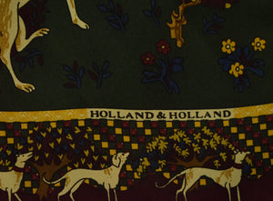 "Holland & Holland x Drake's Made In England Green Silk Hunting Dog Ascot" (SOLD)