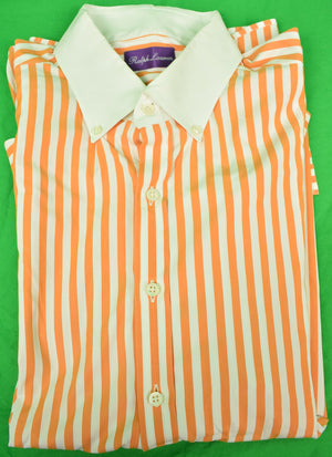"Ralph Lauren Purple Label Orange Bengal Stripe Dress Shirt w/ White BD Collar" Sz: XXL