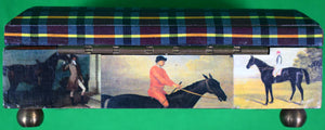 Decoupage Equestrian Playing Card/ Cufflink c1992 Box
