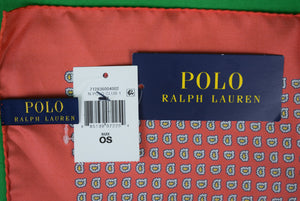 Polo Ralph Lauren Orange Paisley Italian Silk Pocket Square (New w/ RL Tag)