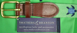 Smathers & Branson Sea Turtle Green Needlepoint Belt Sz: 46 (New w/ Tag!)