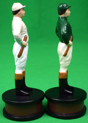 "Pair x Green & White Standing Jockey Bottle Openers"