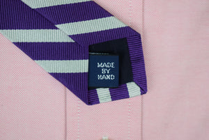 "Polo By Ralph Lauren Purple/ Silver Repp Track Stripe Silk Tie" (New w/ RL Tag)