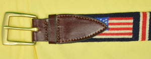 "Needlepoint Belt w/ (10) American Flag Sz: 36" (New/ Old Stock)