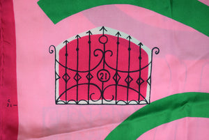 The "21" Club Jockey Pink/ Green Silk XXV Scarf