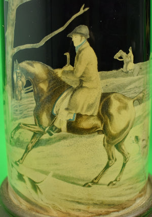 Pair of Decoupage Cylindrical Fox-Hunt Lamps