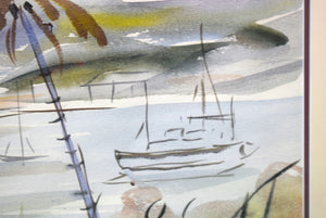 "Bermuda Island Harbour Scene" c1955 Watercolour By Alfred Birdsey (SOLD)