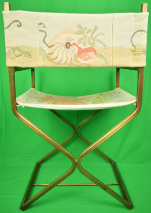 Palm Beach Seashells c1960s Hand-Needlepoint Director's Chair (SOLD)