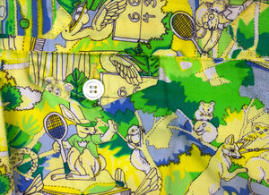 "Chipp Green/ Yellow Animal Tennis Print Swim Trunks" Sz 34