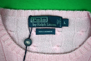 "Polo Ralph Lauren Shell Pink Cashmere Cable Crewneck Sweater" Sz L (New w/ PRL Tag) (SOLD)