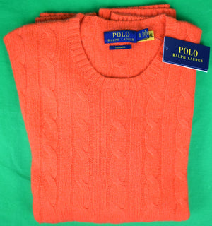 "Polo Ralph Lauren Orange Cashmere Cable Crewneck Sweater" Sz XL (New w/ RL Tag)