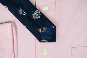 Polo By Ralph Lauren Navy Nautical Flag/ Anchor Italian Silk Tie (New w/ RL Tag)