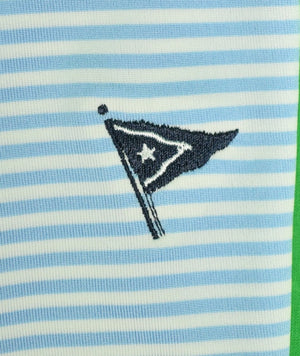 Cutter & Buck Blue/White Stripe Polo S/S Shirt w/ Nantucket Yacht Club Logo Sz: XXL (SOLD)