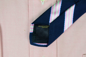 Brooks Brothers Navy/ Pink Stripe English Silk Tie (New w/ BB Tag)