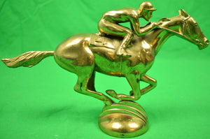 Jockey on #4 Racehorse Gilt Bronze Car c1930s Mascot