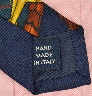 "Polo Ralph Lauren Navy/ Green Tartan Equestrian Print Tie"
