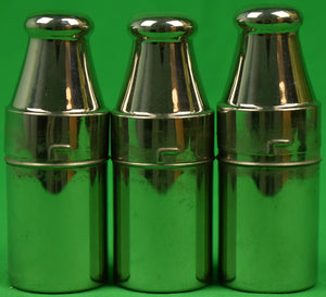 "Mark Cross Set x 3 Glass-Lined Metal c1930s Flasks w/ Leather Travel Kit"