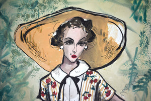 Lady In A Floral Dress By Hays 1952