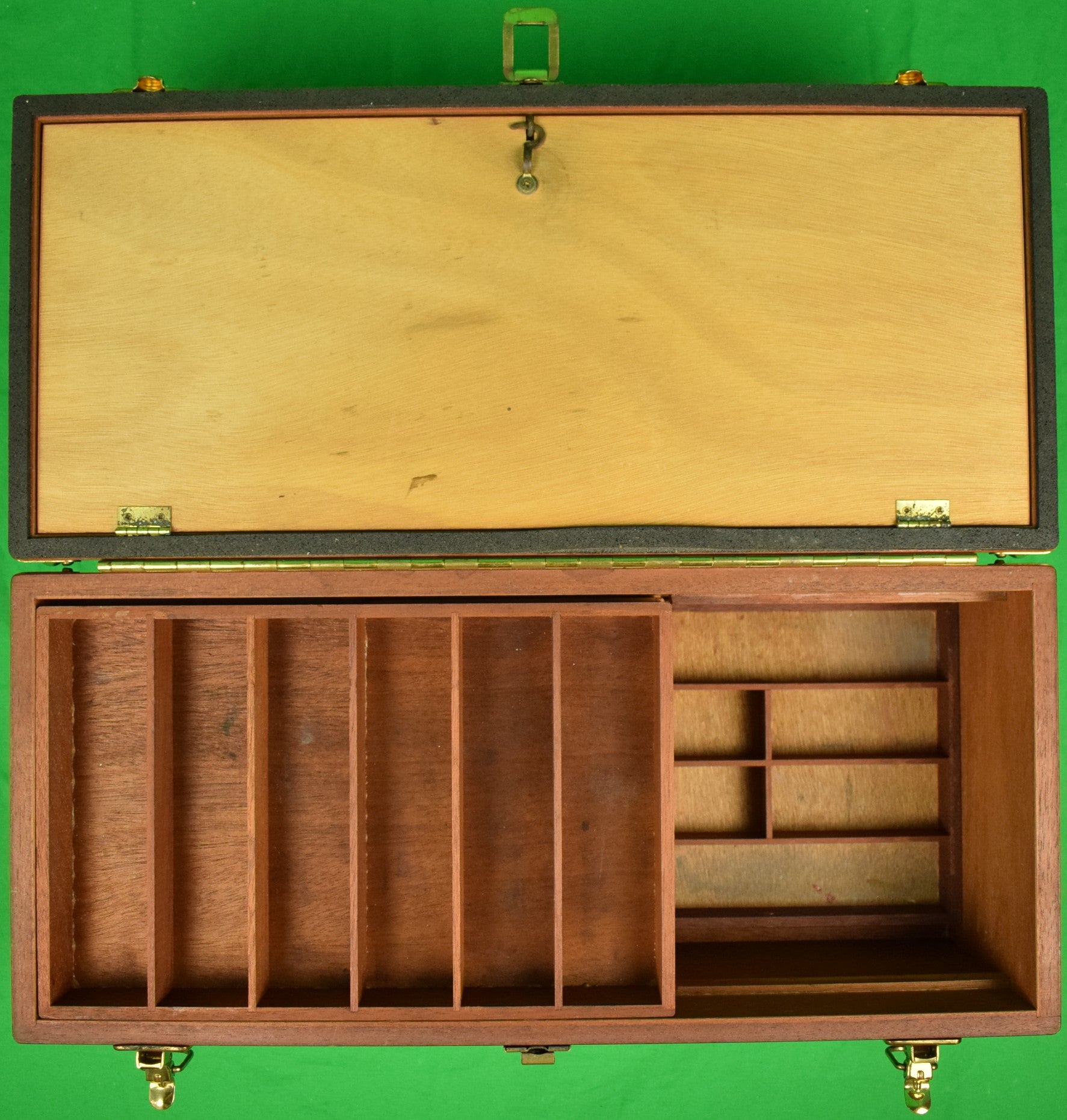 Abercrombie & Fitch De Luxe Mahogany Tackle Box w/ Royal Stewart Tart