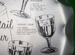 "The Cocktail Hour Scallop-Edge Tin Tray w/ 7 Recipes"