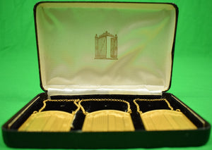 The "21" Club Iron Gate 3 Decanter Brass Tags in Box (SOLD)