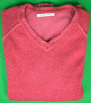 Johnstons of Elgin Scottish Cashmere Raspberry V Neck Sweater Sz 44