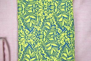 "Lilly Pulitzer Yellow/ Blue Giraffe Print Silk Tie"