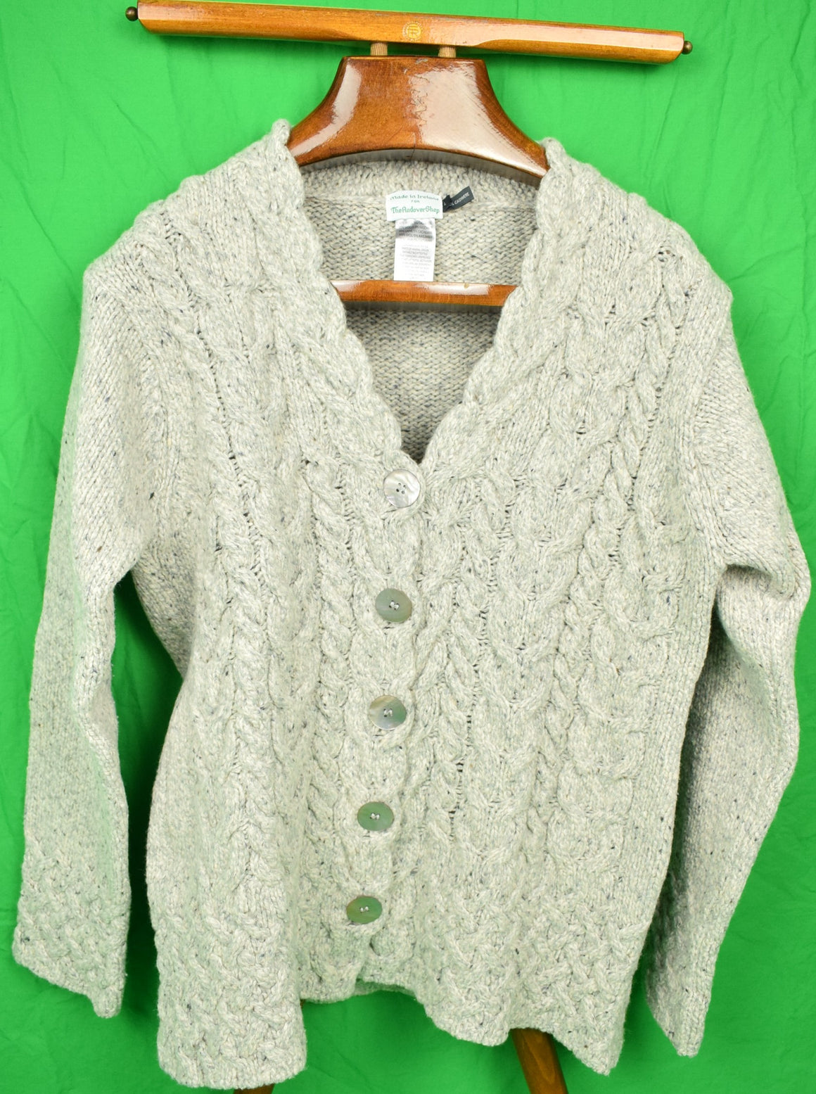 The Andover Shop Ladies Irish Wool/ Cashmere Lt Grey Cable Cardigan Sz: L