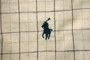"Polo By Ralph Lauren Cotton/ Linen Tan Tattersall Shawl Collar Robe" Sz L (New w/ RL Tag)