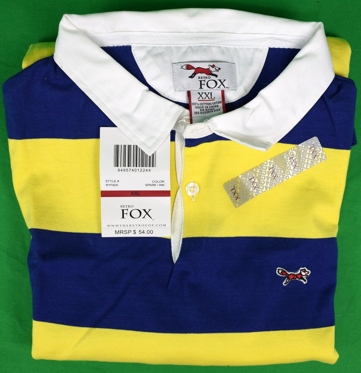 "Blue/ Yellow Stripe Rugby Shirt" Sz XXL (New w/ Tags)